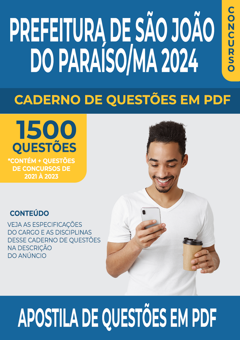 Apostila de Questões para Concurso da Prefeitura de São João do Paraíso/MA 2024 para Técnico em Saúde Bucal - Mais de 1.500 Questões Gabaritadas | loja123shop