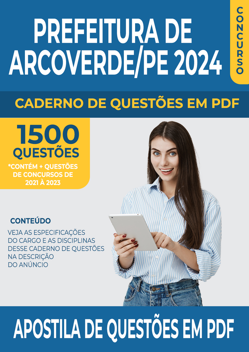 Apostila de Questões para Concurso da Prefeitura de Arcoverde/PE 2024 para Professor de Química - Mais de 1.500 Questões Gabaritadas | loja123shop
