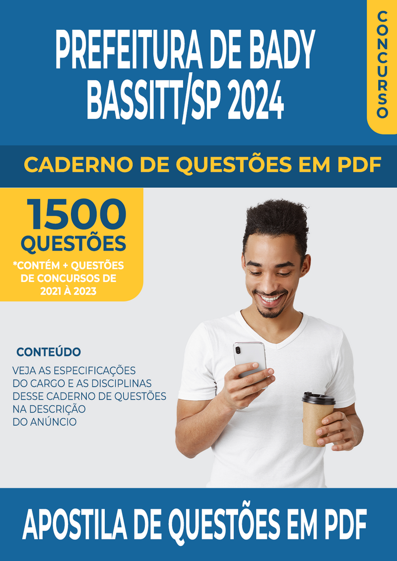 Apostila de Questões para Concurso da Prefeitura de Bady Bassitt/SP 2024 para Guarda Municipal - Mais de 1.500 Questões Gabaritadas | loja123shop