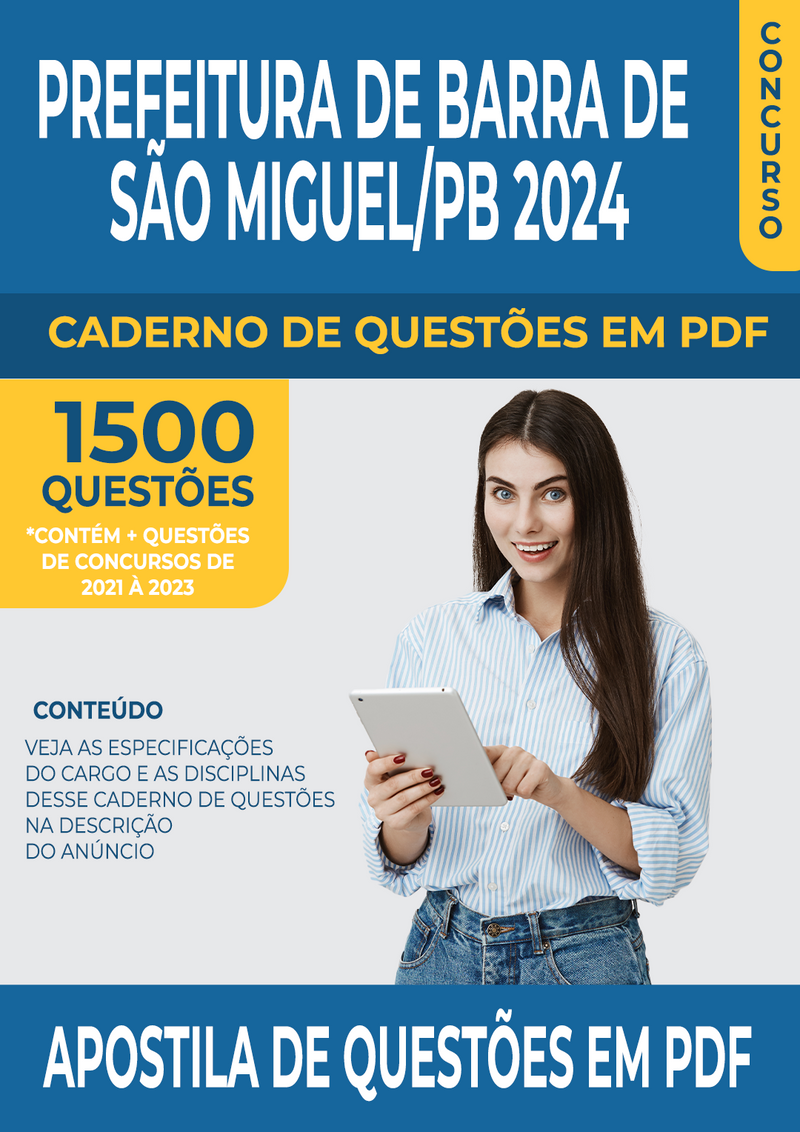 Apostila de Questões para Concurso da Prefeitura de Barra de São Miguel/PB 2024 para Psicopedagogo - Mais de 1.500 Questões Gabaritadas | loja123shop
