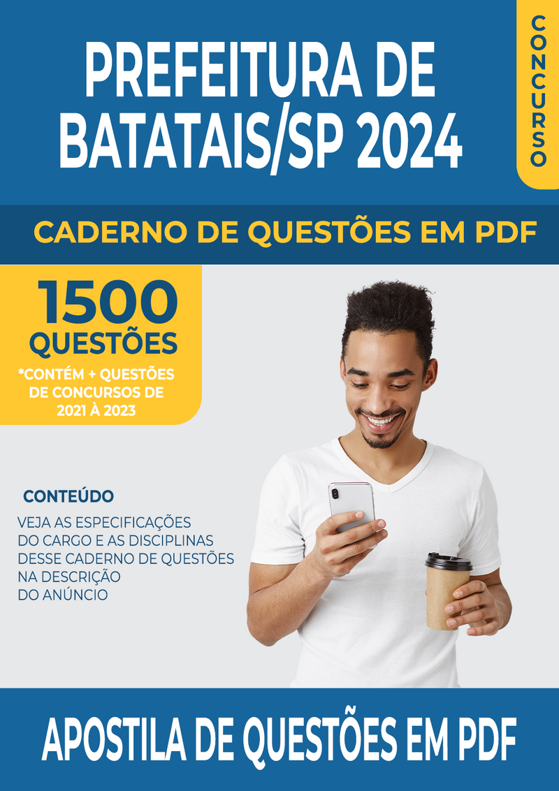 Apostila de Questões para Concurso da Prefeitura de Batatais/SP 2024 para Professor de Educação Básica - Mais de 1.500 Questões Gabaritadas | loja123shop