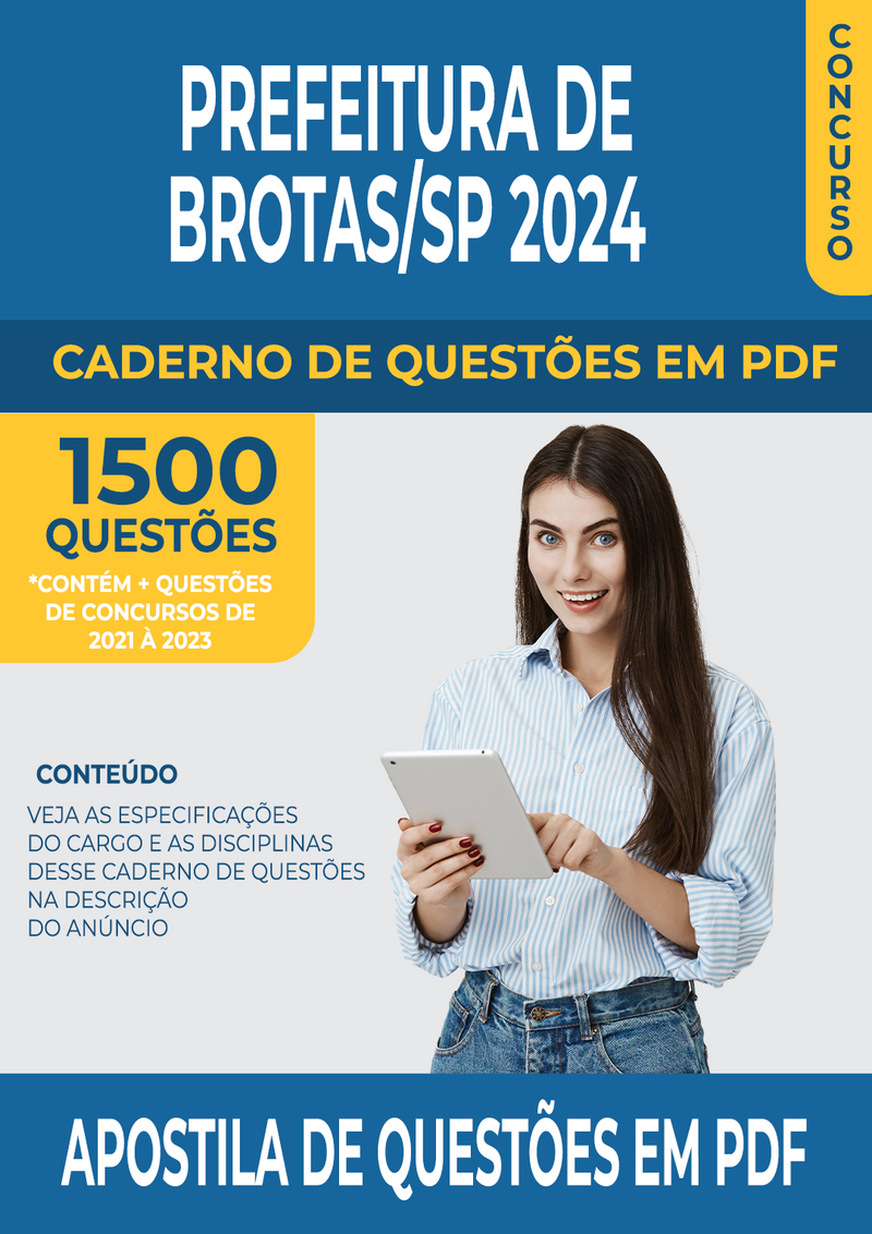 Apostila de Questões para Concurso da Prefeitura de Brotas/SP 2024 para Professor Polivalente - Mais de 1.500 Questões Gabaritadas | loja123shop