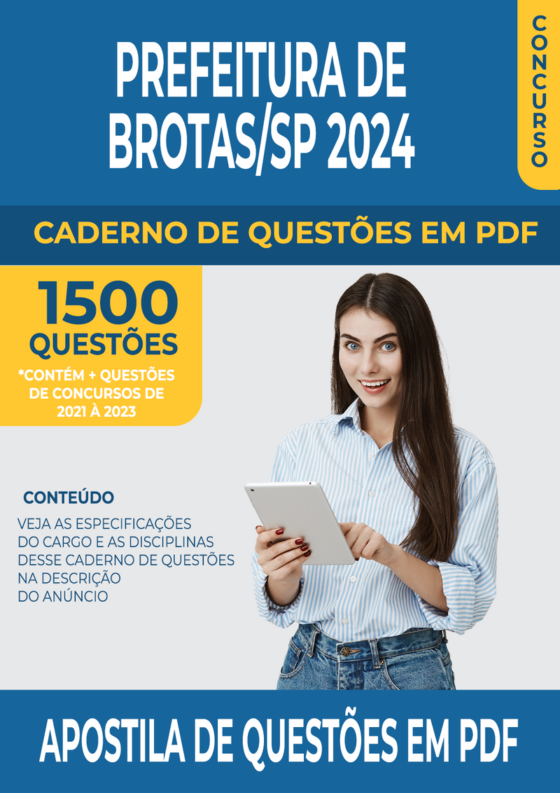 Apostila de Questões para Concurso da Prefeitura de Brotas/SP 2024 para Recepcionista - Mais de 1.500 Questões Gabaritadas | loja123shop