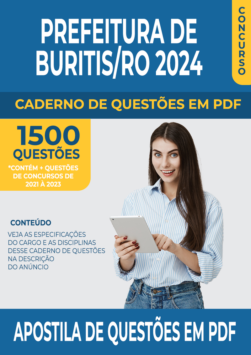 Apostila de Questões para Concurso da Prefeitura de Buritis/RO 2024 para Arquivista - Mais de 1.500 Questões Gabaritadas | loja123shop