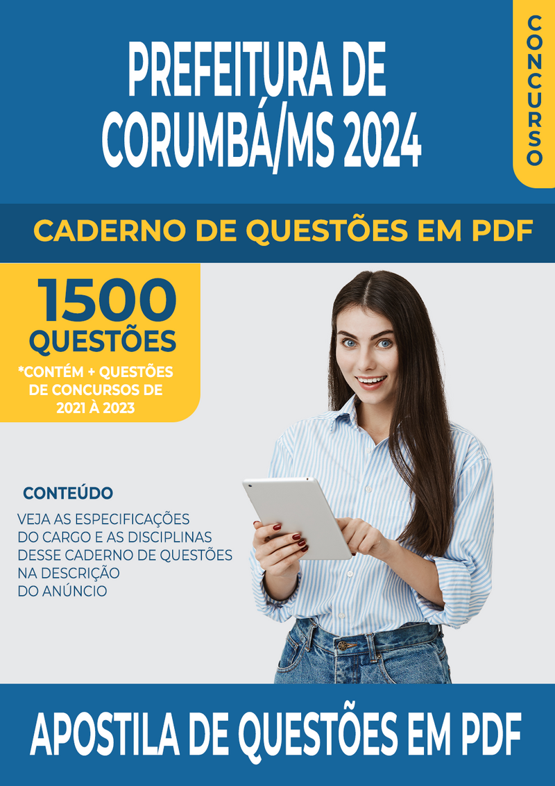 Apostila de Questões para Concurso da Prefeitura de Corumbá/MS 2024 para Técnico em Saúde Bucal - Mais de 1.500 Questões Gabaritadas | loja123shop