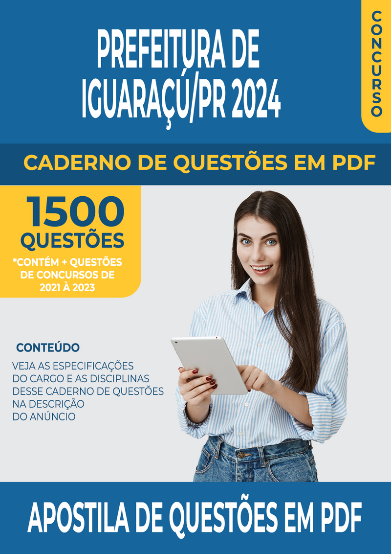 Apostila de Questões para Concurso da Prefeitura de Iguaraçú/PR 2024 para Guarda Municipal - Mais de 1.500 Questões Gabaritadas | loja123shop