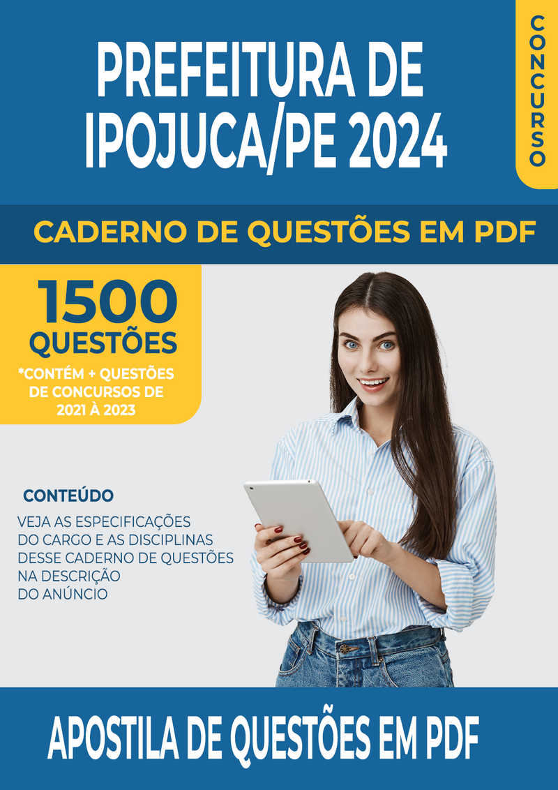 Apostila de Questões para Concurso da Prefeitura de Ipojuca/PE 2024 para Assistente Educacional - Mais de 1.500 Questões Gabaritadas | loja123shop
