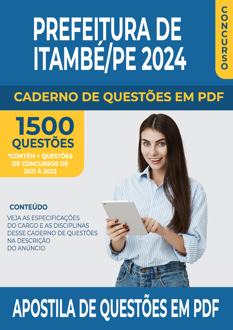 Apostila de Questões para Concurso da Prefeitura de Itambé/PE 2024 para Professor de Português - Mais de 1.500 Questões Gabaritadas | loja123shop
