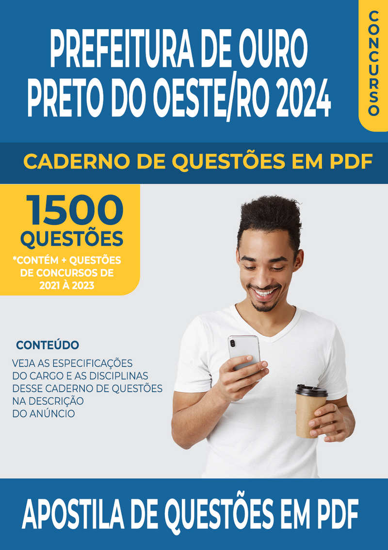 Apostila de Questões para Concurso da Prefeitura de Ouro Preto do Oeste/RO 2024 para Professor Pedagogo - Mais de 1.500 Questões Gabaritadas | loja123shop
