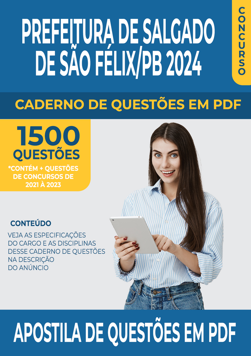 Apostila de Questões para Concurso da Prefeitura de Salgado de São Félix/PB 2024 para Fisioterapeuta - Mais de 1.500 Questões Gabaritadas | loja123shop