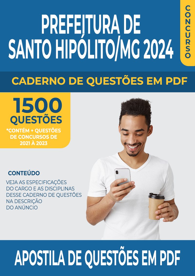 Apostila de Questões para Concurso da Prefeitura de Santo Hipólito/MG 2024 para Professor de Língua Inglesa - Mais de 1.500 Questões Gabaritadas | loja123shop