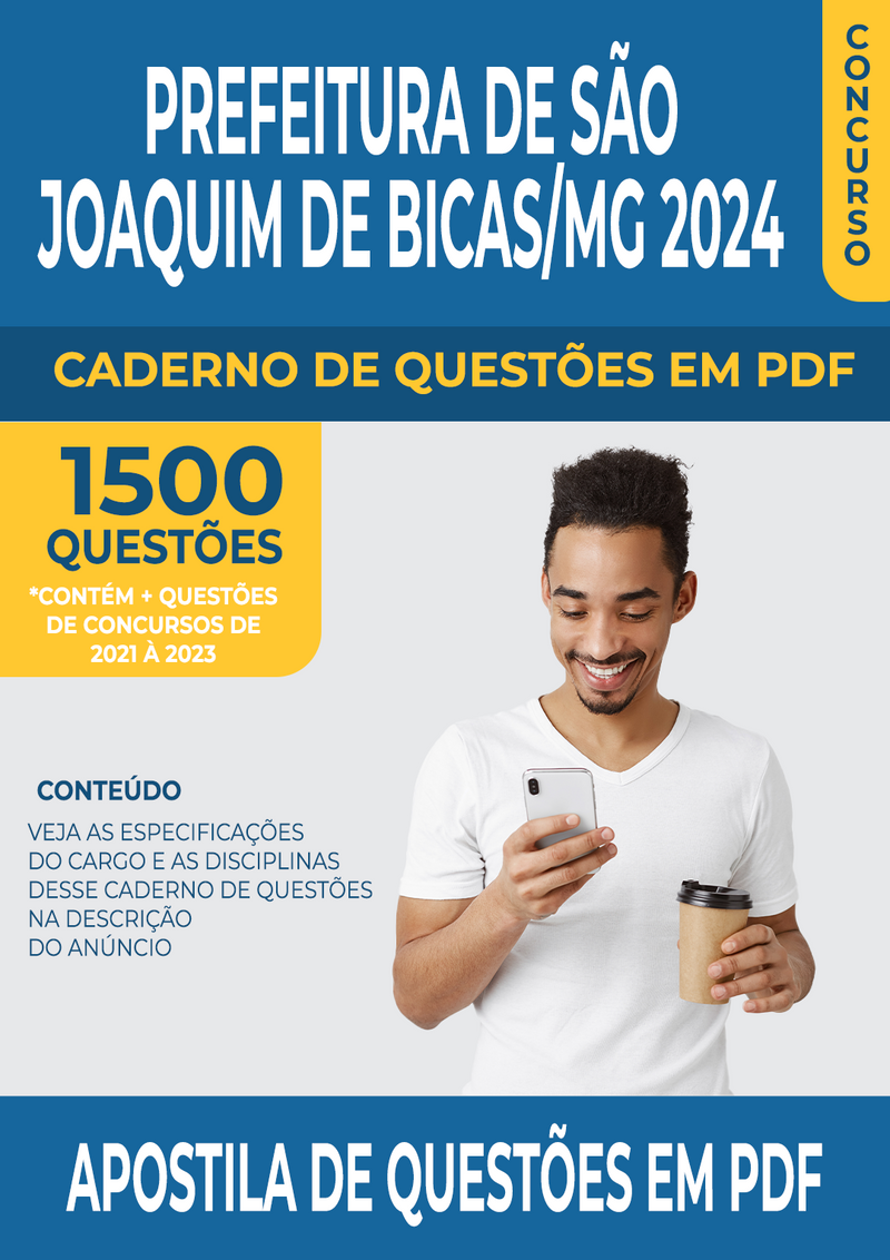 Apostila de Questões para Concurso da Prefeitura de São Joaquim de Bicas/MG 2024 para Professor de Matemática - Mais de 1.500 Questões Gabaritadas | loja123shop