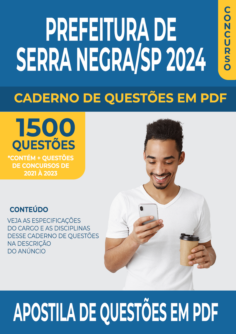 Apostila de Questões para Concurso da Prefeitura de Serra Negra/SP 2024 para Professor de Língua Inglesa - Mais de 1.500 Questões Gabaritadas | loja123shop