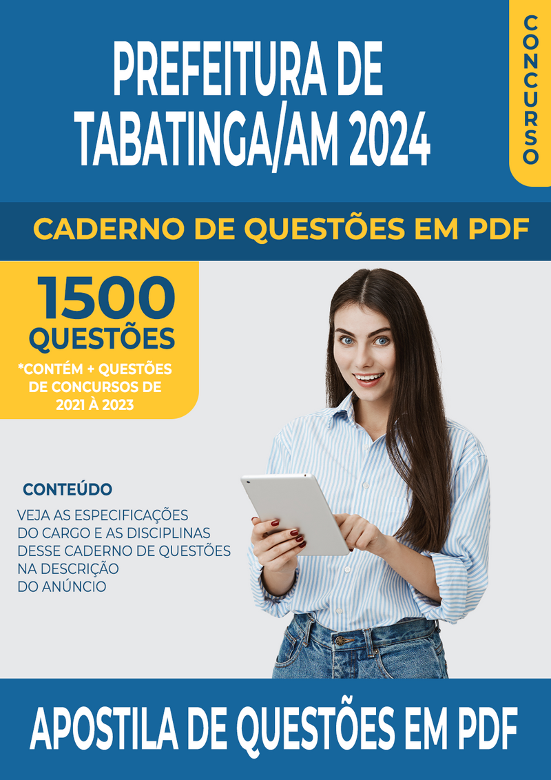 Apostila de Questões para Concurso da Prefeitura de Tabatinga/AM 2024 para Professor de Biologia - Mais de 1.500 Questões Gabaritadas | loja123shop