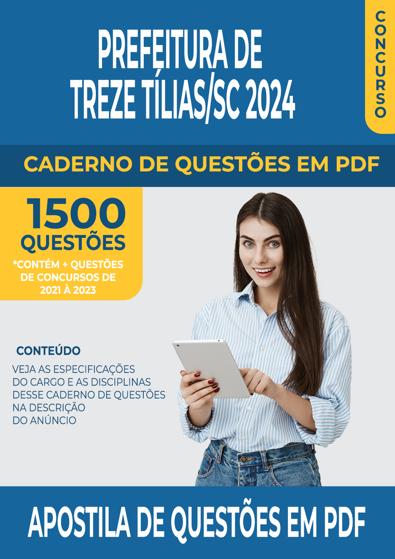 Apostila de Questões para Concurso da Prefeitura de Treze Tílias/SC 2024 para Analista Administrativo - Mais de 1.500 Questões Gabaritadas | loja123shop