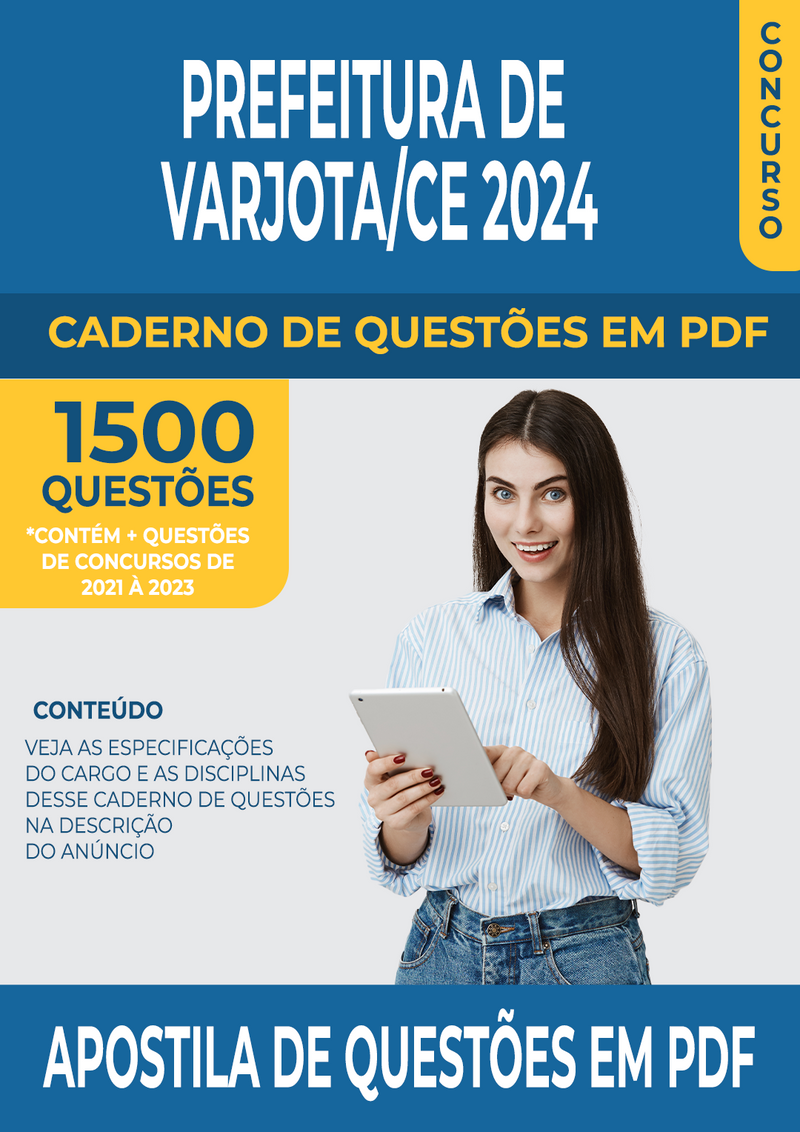 Apostila de Questões para Concurso da Prefeitura de Varjota/CE 2024 para Professor de História - Mais de 1.500 Questões Gabaritadas | loja123shop