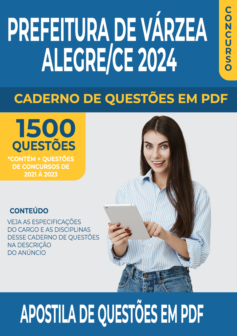 Apostila de Questões para Concurso da Prefeitura de Várzea Alegre/CE 2024 para Médico Veterinário - Mais de 1.500 Questões Gabaritadas | loja123shop