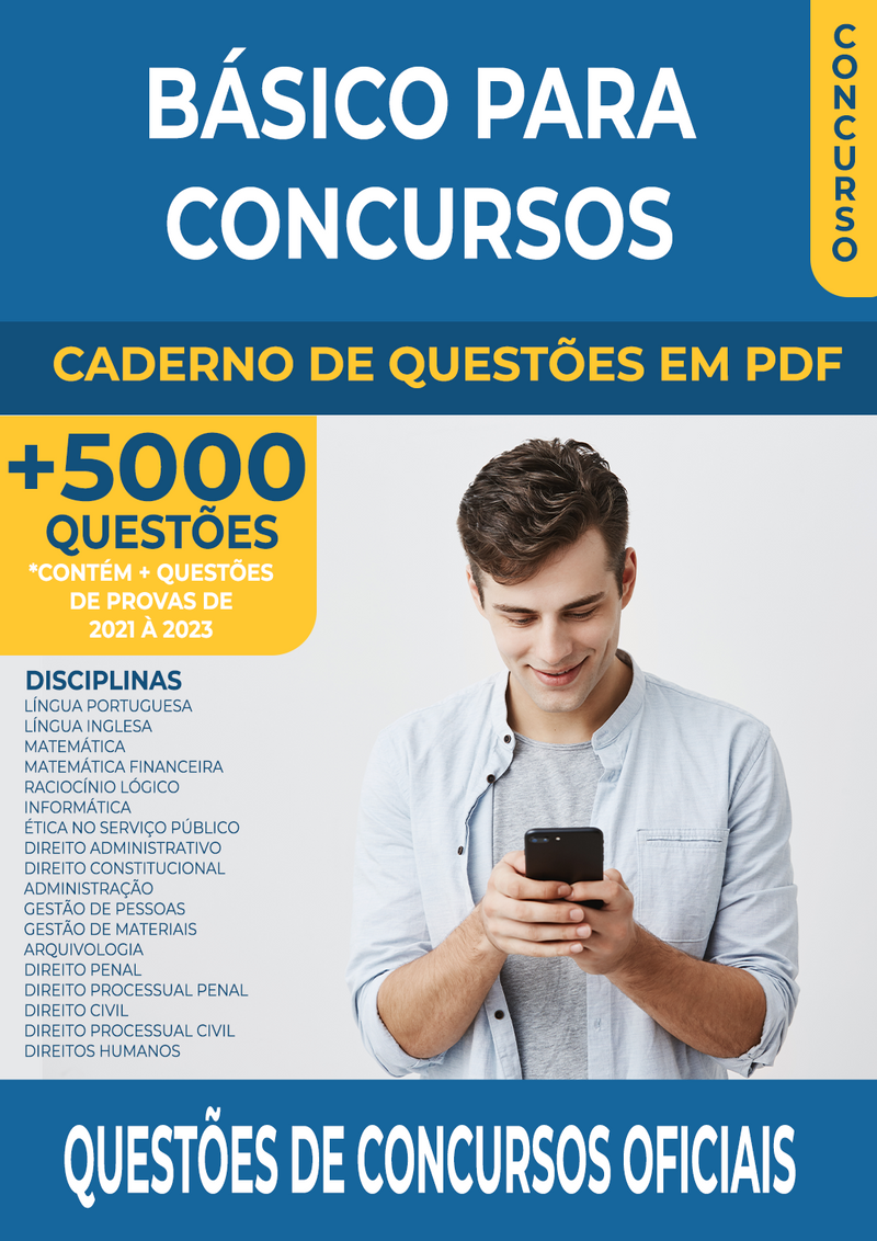 Caderno de Questões Básico para Concursos - 5.000 Questões Atualizadas e Gabaritadas | loja123shop