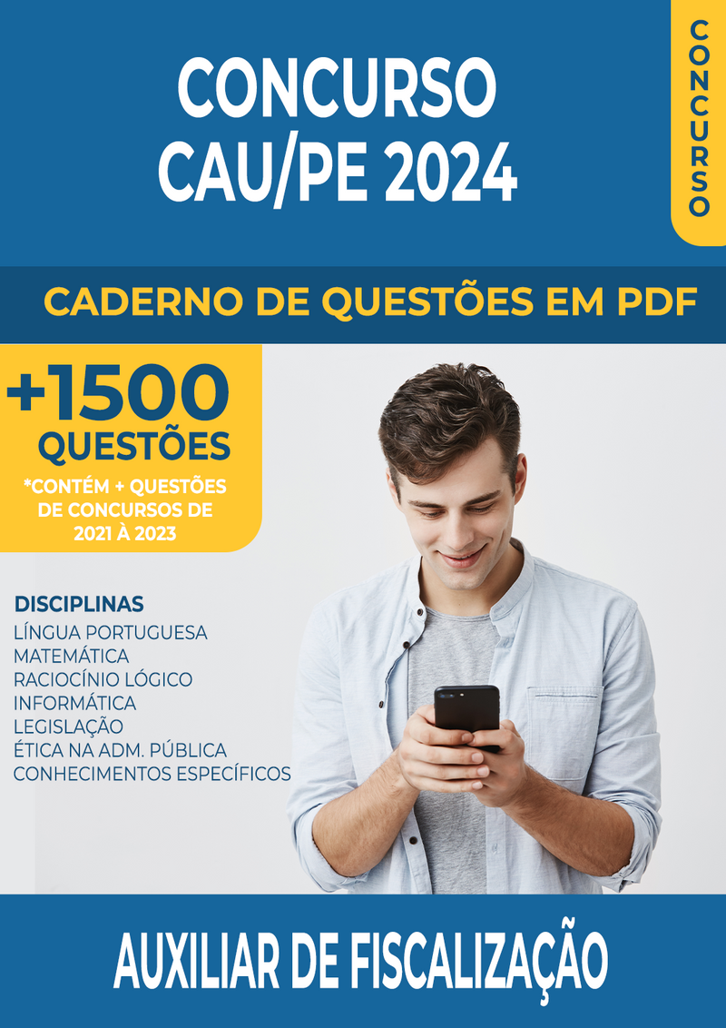 Apostila de Questões para Concurso CAU/PE 2024 para Auxiliar de Fiscalização - Mais de 1.500 Questões Gabaritadas | loja123shop