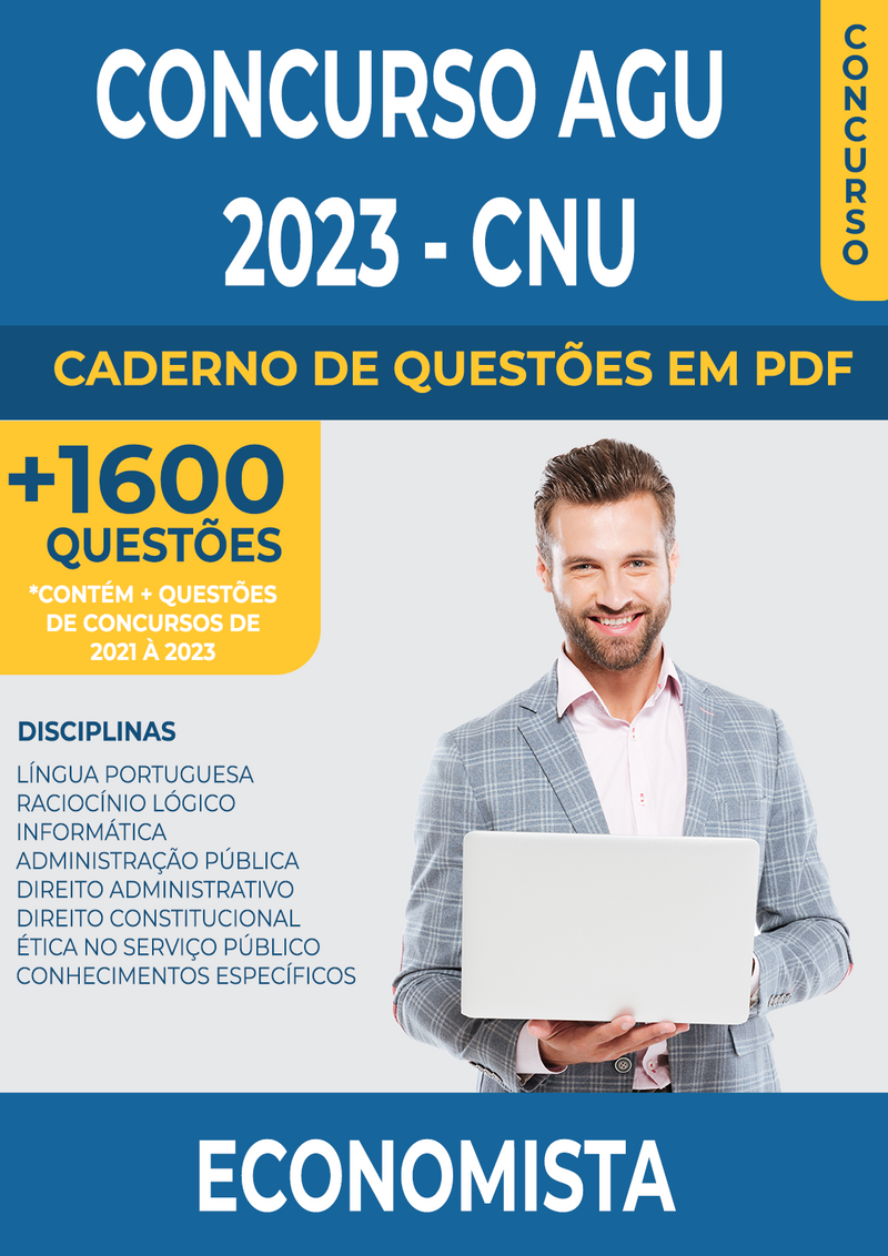 Apostila de Questões para o Concurso da AGU 2023 - CNU - para Economista - Mais de 1.600 Questões Gabaritadas | loja123shop