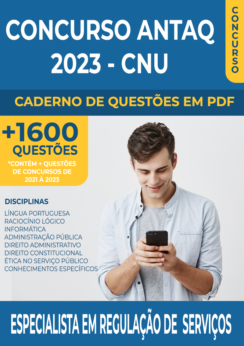 Apostila de Questões para o Concurso da ANTAQ 2023 - CNU - para Especialista em Regulação de Serviços - Mais de 1.600 Questões Gabaritadas | loja123shop