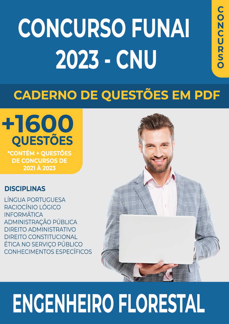 Apostila de Questões para o Concurso da FUNAI 2023 - CNU - para Engenheiro Florestal - Mais de 1.600 Questões Gabaritadas | loja123shop