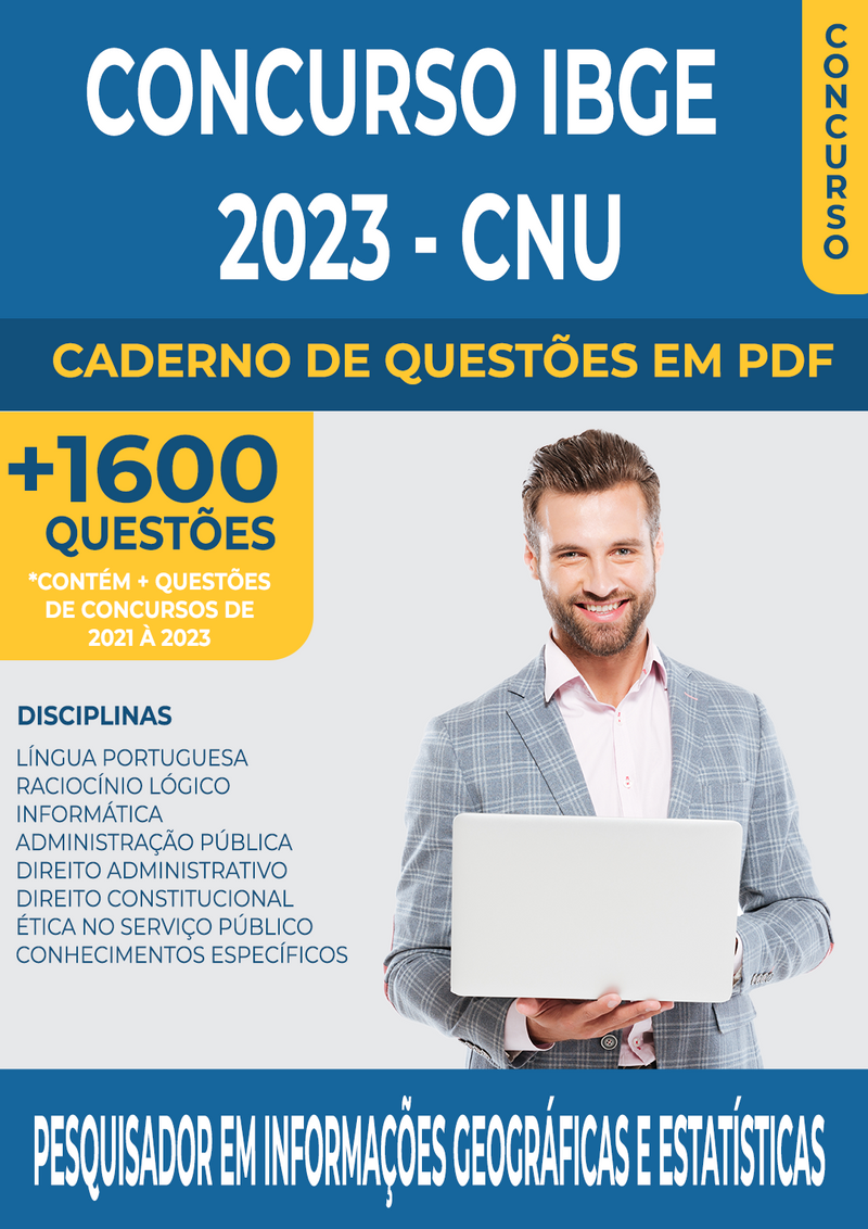 Apostila de Questões para o Concurso da IBGE 2023 - CNU - para Pesquisador em Informações Geográficas e Estatísticas - Mais de 1.600 Questões Gabaritadas | loja123shop