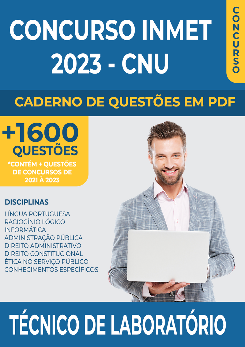 Apostila de Questões para o Concurso da INMET 2023 - CNU - para Técnico de Laboratório - Mais de 1.600 Questões Gabaritadas | loja123shop