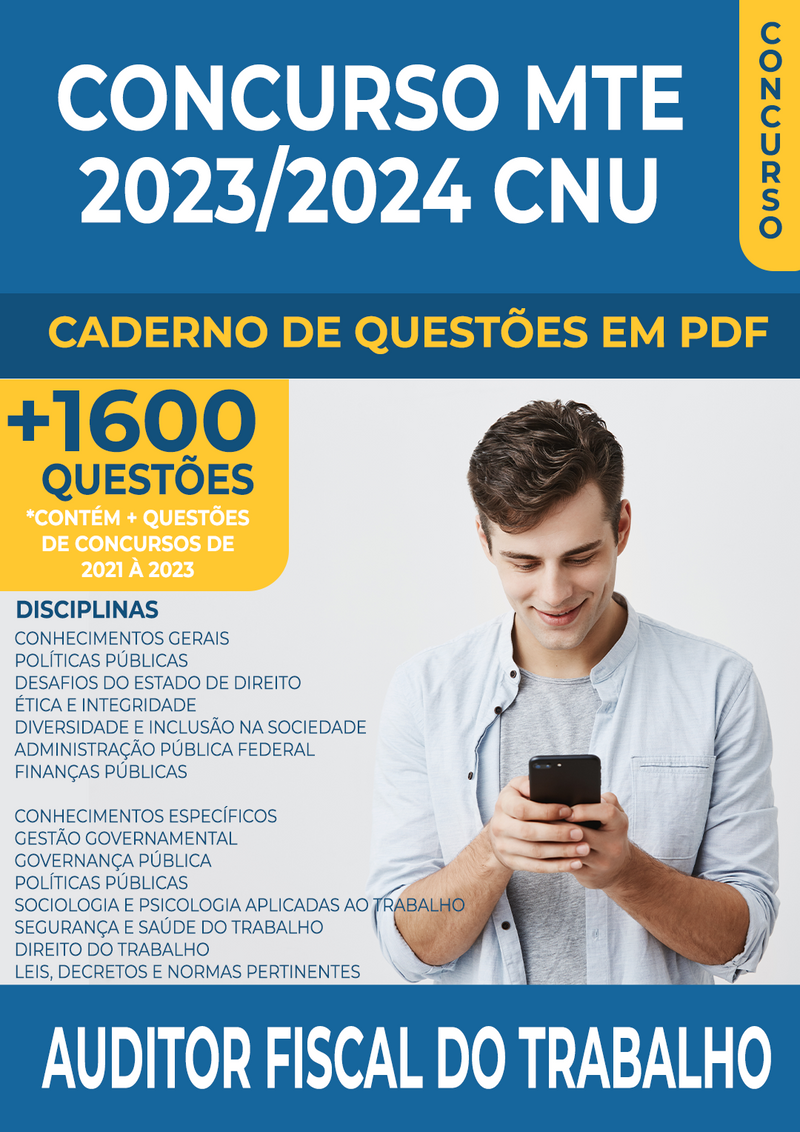 Apostila de Questões para o Concurso do MTE 2023 - CNU - para Auditor Fiscal do Trabalho - Mais de 1.600 Questões Gabaritadas