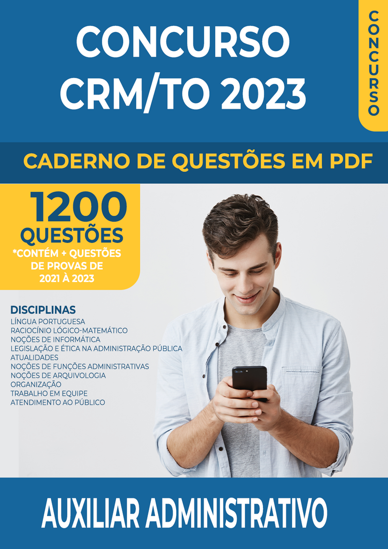 Apostila de Questões para o Concurso do CRM/TO 2023 para Auxiliar Administrativo - Mais de 1.200 Questões Gabaritadas | loja123shop
