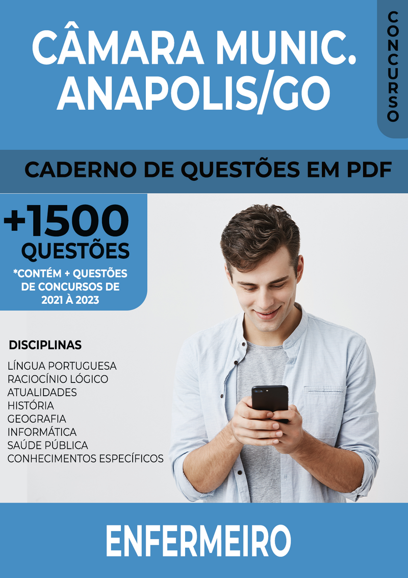 Apostila de Questões para Concurso da Câmara Municipal de Anápolis/GO 2024 para Enfermeiro - Mais de 1.500 Questões Gabaritadas | loja123shop