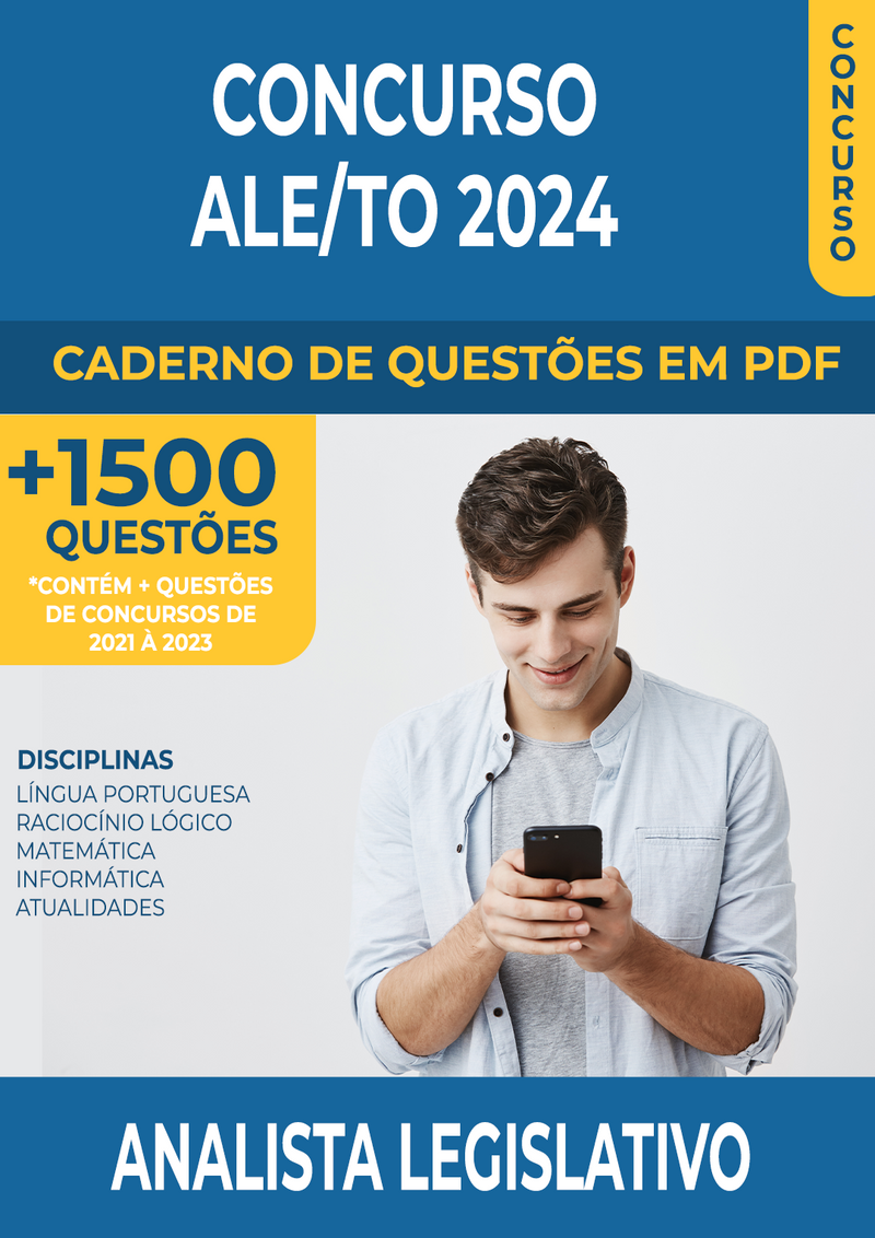 Apostila de Questões para Concurso da ALE/TO 2024 para Analista Legislativo - Mais de 1.500 Questões Gabaritadas | loja123shop