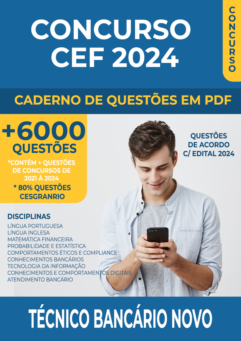 Apostila de Questões para Concurso da Caixa - CEF 2024 - Técnico Bancário Novo - Mais de 6000 Questões Gabaritadas | loja123shop