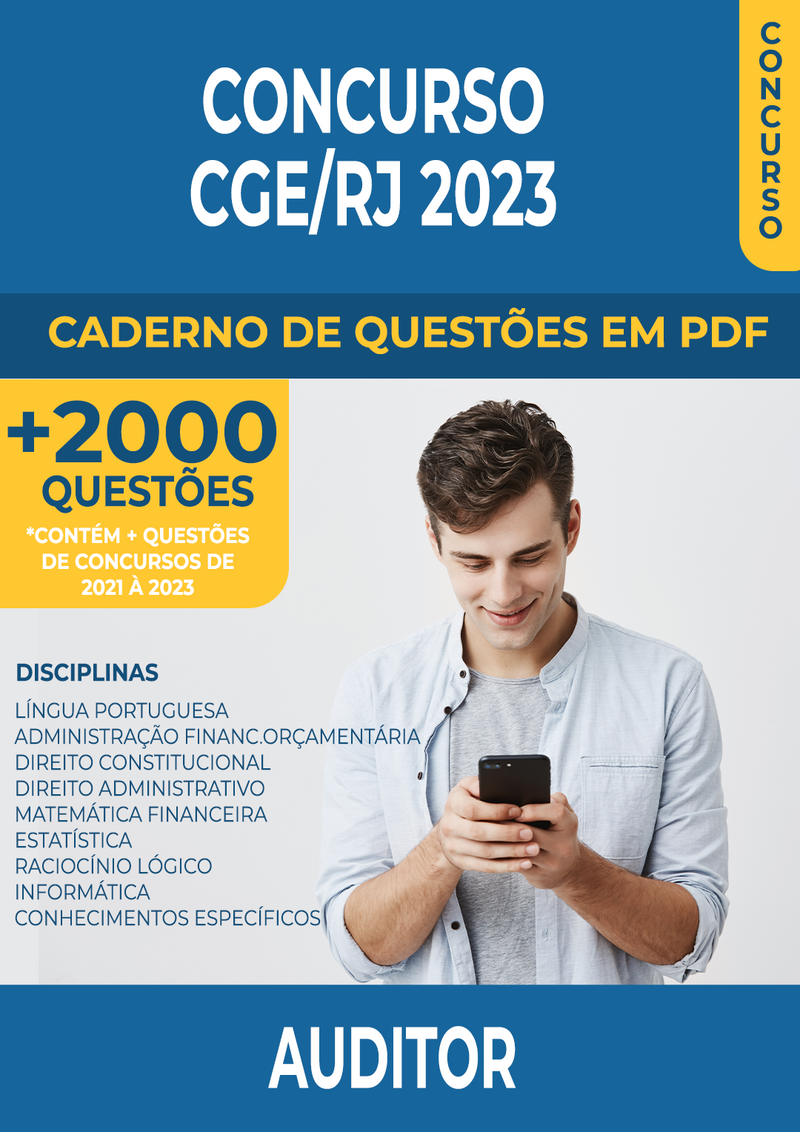 Apostila de Questões para Concurso do CGE/RJ 2023 para Auditor - Mais de 2.000 Questões Gabaritadas | loja123shop