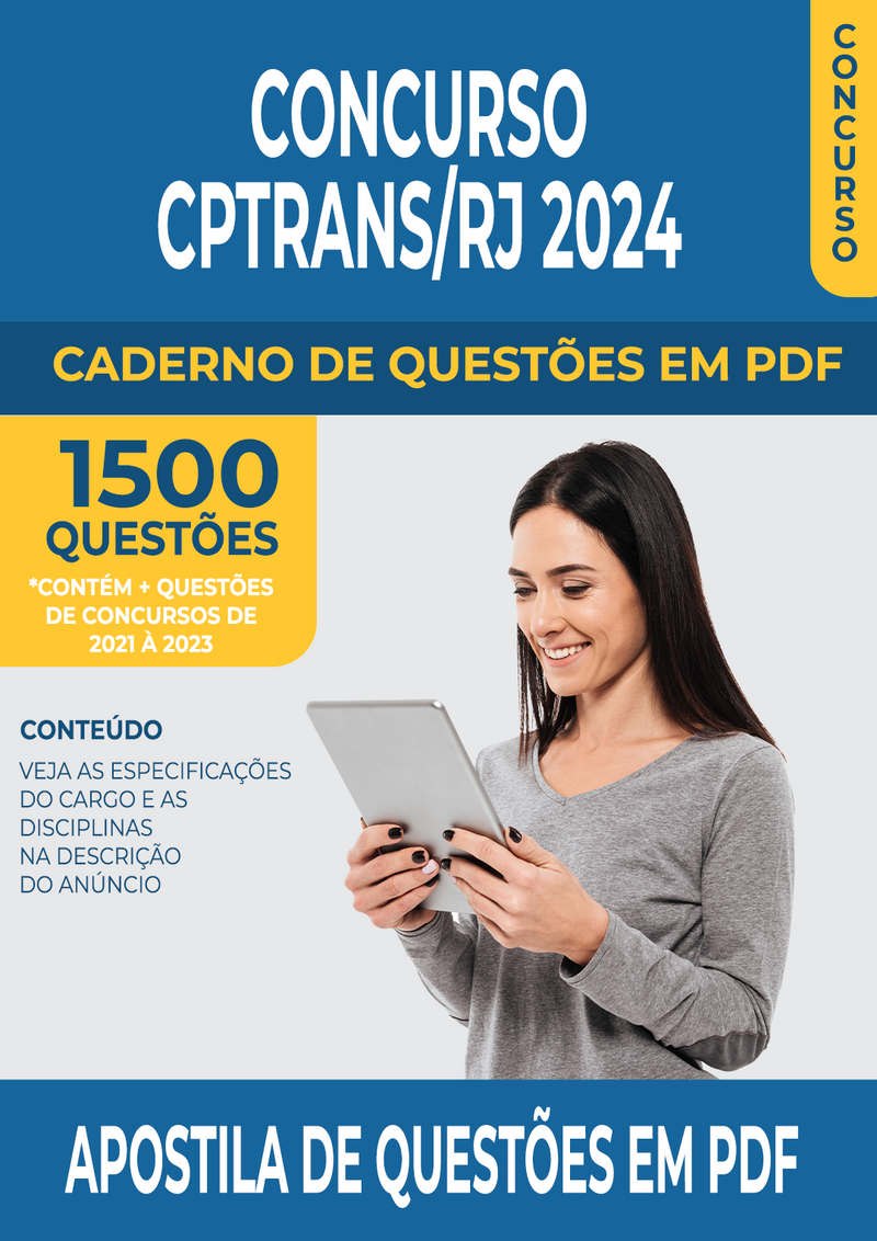 Apostila de Questões para Concurso da Cptrans/RJ 2024 para Técnico em Contabilidade - Mais de 1.500 Questões Gabaritadas | loja123shop