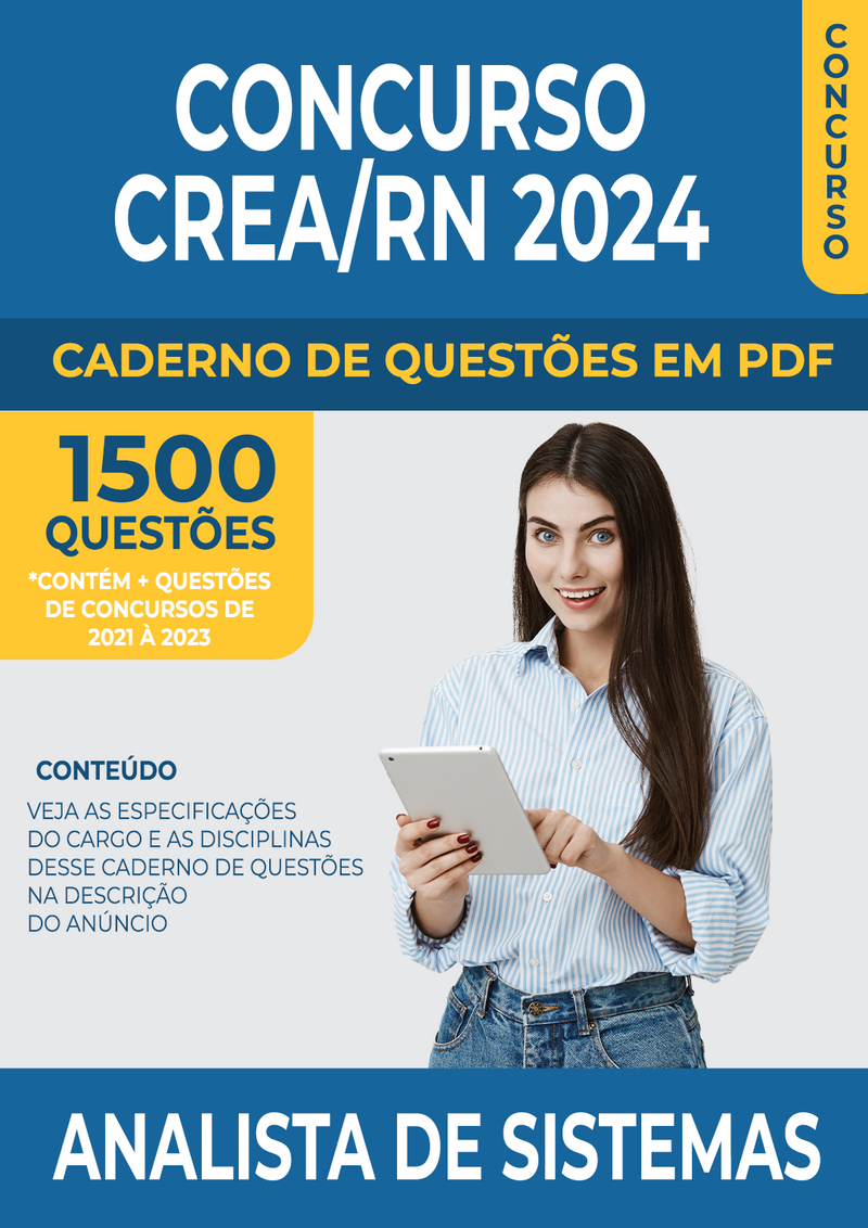 Apostila de Questões para Concurso do CREA/RN 2024 para Analista de Sistemas - Mais de 1.500 Questões Gabaritadas | loja123shop