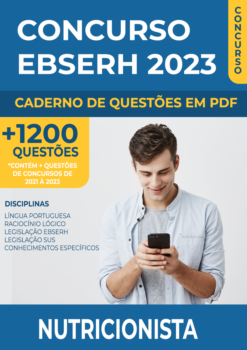 Apostila de Questões para o Concurso da EBSERH 2023 para Nutricionista - Mais de 1.200 Questões Gabaritadas | loja123shop