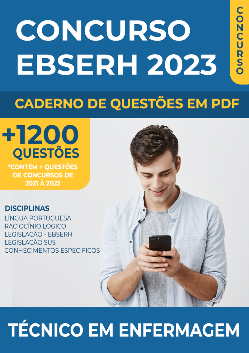 Apostila de Questões para o Concurso da EBSERH 2023 para Técnico em Enfermagem - Mais de 1.200 Questões Gabaritadas | loja123shop