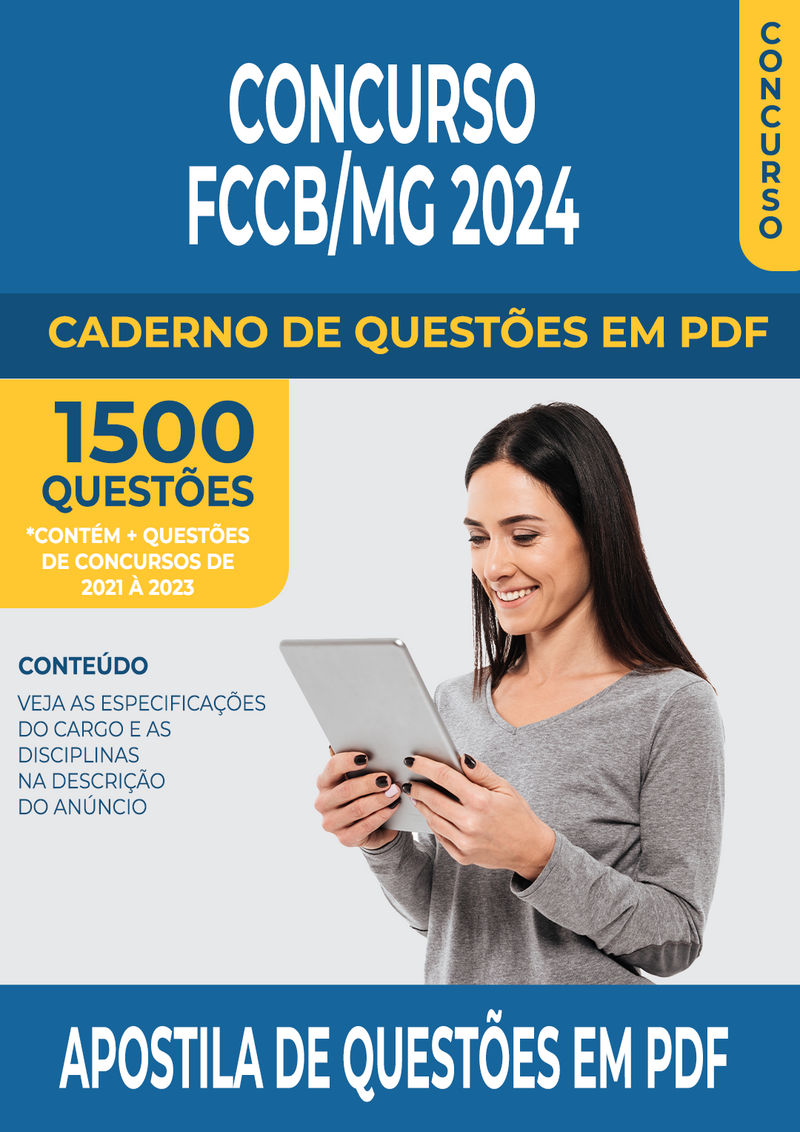 Apostila de Questões para Concurso da FCCB/MG 2024 para Professor de Música II - Violão - Mais de 1.500 Questões Gabaritadas | loja123shop