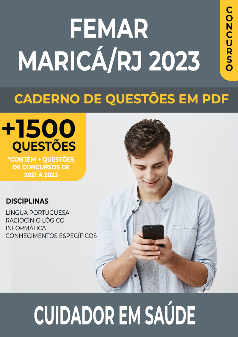 Apostila de Questões para Concurso FEMAR Maricá/RJ 2023 para Cuidador em Saúde - Mais de 1.500 Questões Gabaritadas | loja123shop