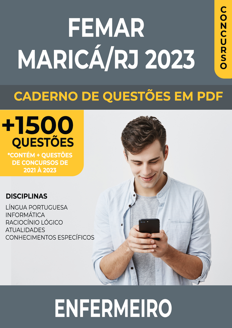 Apostila de Questões para Concurso FEMAR Maricá/RJ 2023 para Enfermeiro - Mais de 1.500 Questões Gabaritadas | loja123shop