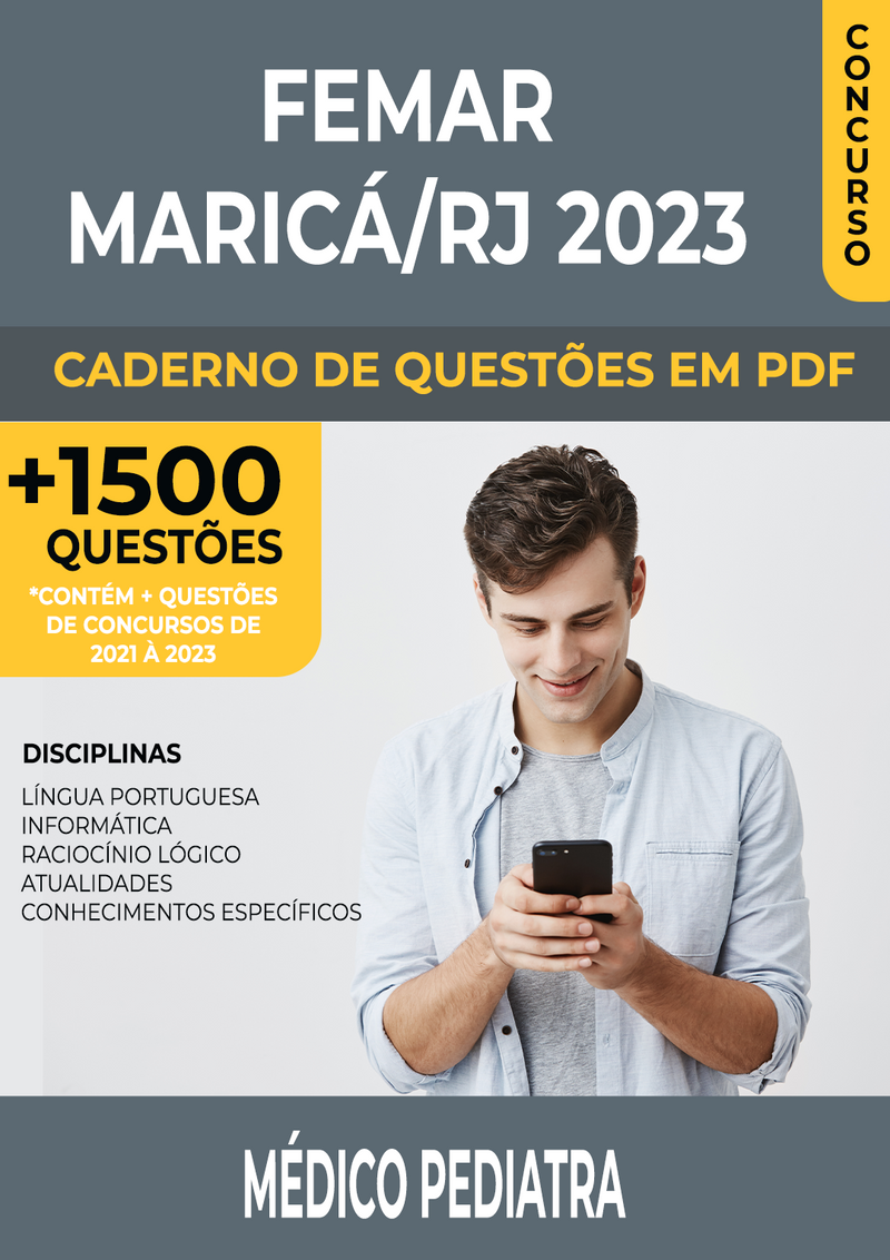 Apostila de Questões para Concurso FEMAR Maricá/RJ 2023 para Médico Pediatra - Mais de 1.500 Questões Gabaritadas | loja123shop