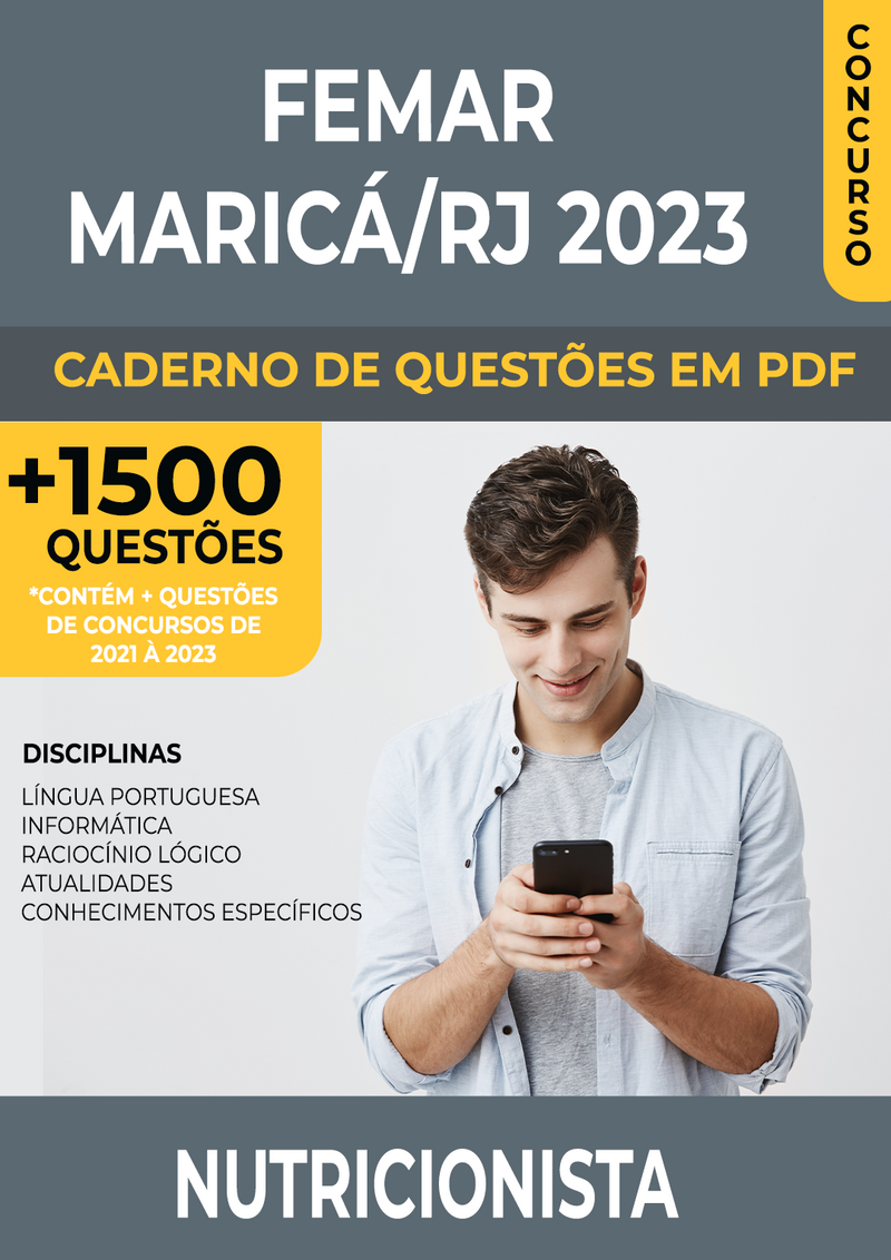 Apostila de Questões para Concurso FEMAR Maricá/RJ 2023 para Nutricionista - Mais de 1.500 Questões Gabaritadas | loja123shop