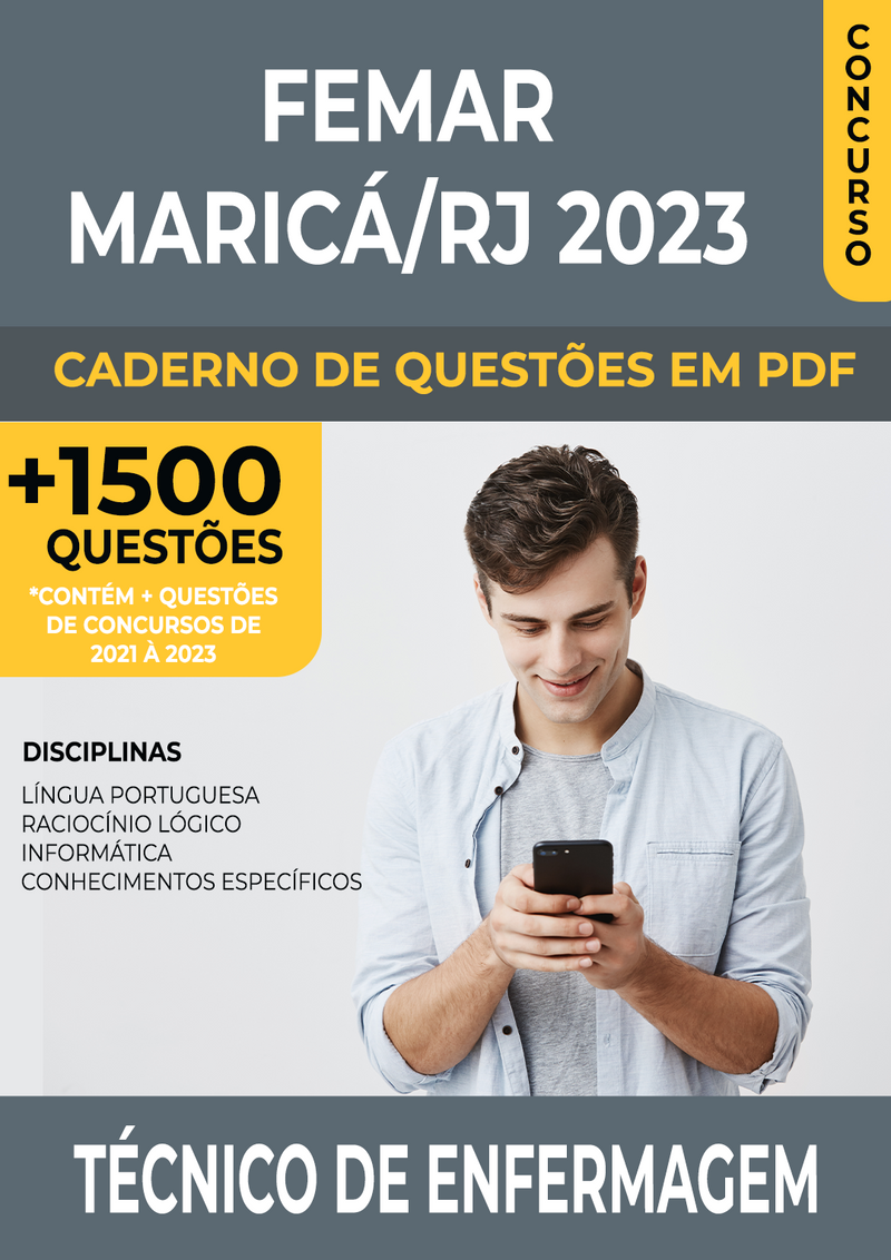 Apostila de Questões para Concurso FEMAR Maricá/RJ 2023 para Técnico de Enfermagem - Mais de 1.500 Questões Gabaritadas | loja123shop