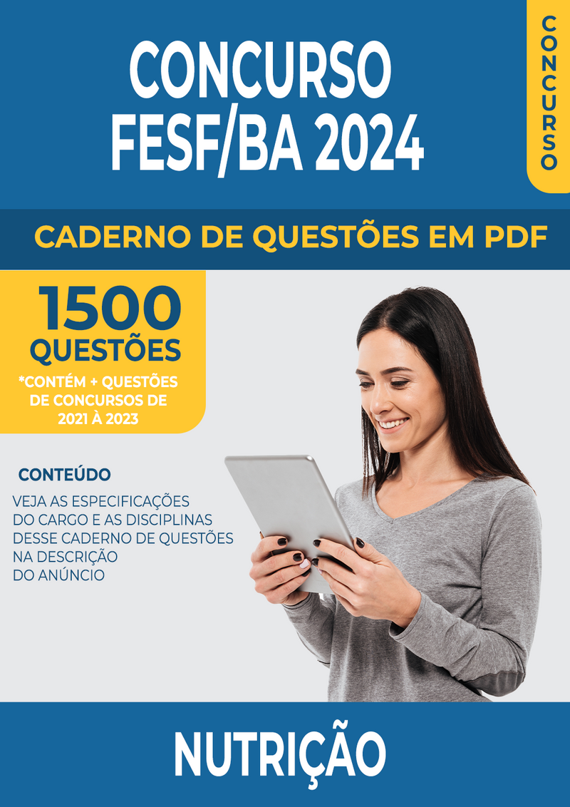 Apostila de Questões para o Concurso da FESF/BA 2024 para Residência em Saúde da Família - Nutrição - 1.500 Questões Gabaritadas | loja123shop