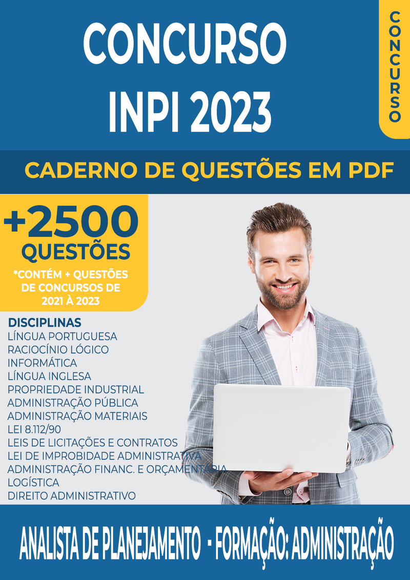 Apostila de Questões para o Concurso do INPI 2023 para Analista de Planejamento - Administração - Mais de 2.500 Questões Gabaritadas | loja123shop
