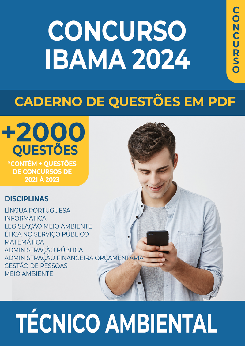 Apostila de Questões para Concurso do Ibama 2024 para Técnico Ambiental - Mais de 2.000 Questões Gabaritadas | loja123shop