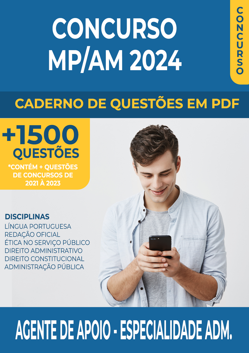 Apostila de Questões para Concurso do MP-AM 2024 para Agente de Apoio - Especialidade Administrativa - Mais de 1.500 Questões Gabaritadas | loja123shop