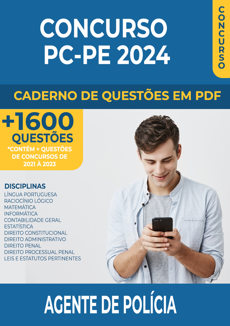 Apostila de Questões para o Concurso do PC-PE 2023 para Agente de Polícia - Mais de 1.500 Questões Gabaritadas | loja123shop
