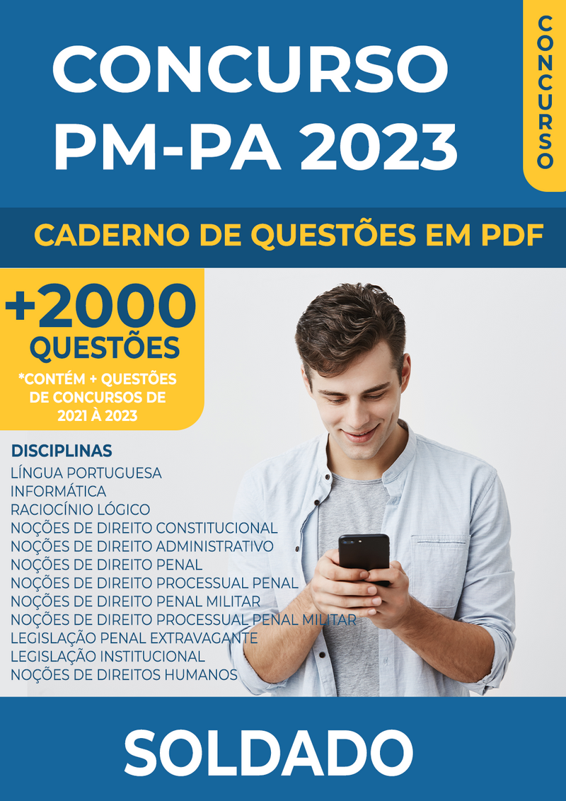 Apostila de Questões para o Concurso da PM-PA 2023 para Soldado - Mais de 2.000 Questões Gabaritadas | loja123shop
